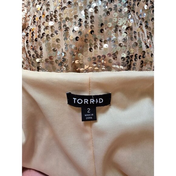 Torrid Womens Sequin Open Front Cardigan Size L Beige & Gold - Picture 4 of 6
